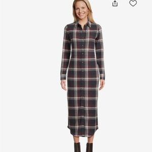 Faherty Long Sleeve Legend Plaid Dress - Black, White, Brown